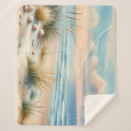 Pastelkleurige Kustduinen Aquarel Sherpa Deken