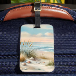 Pastelkleurige Kustduinen Waterverf Bagagelabel