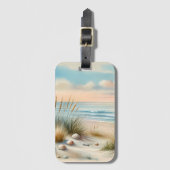 Pastelkleurige Kustduinen Waterverf Bagagelabel (Voorkant (verticaal))