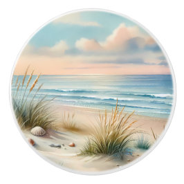 Pastelkleurige Kustduinen Waterverf Keramische Knop
