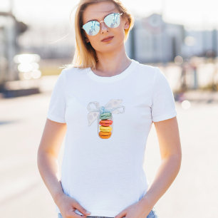 Pastelkleurige Macarons Met Blauwe Lint T-shirt