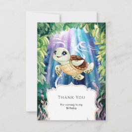 Pastelkleurige Magische Kids Schildpad Verjaardag Bedankkaart