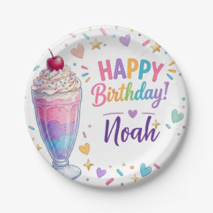 Pastelkleurige Milkshake Candyland Verjaardag Papi Papieren Bordje