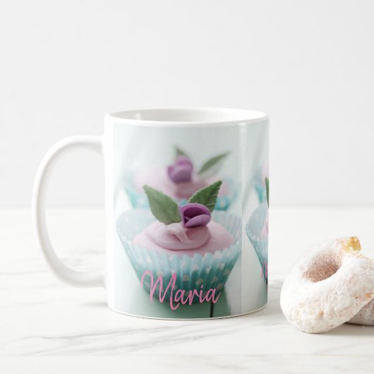 Pastelkleurige mok met cupcake motief (Met donut)