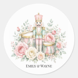 Pastelkleurige Notenkraker Kerst Huwelijk Ronde Sticker