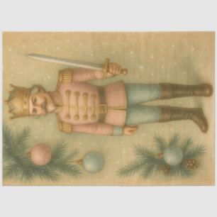 Pastelkleurige Notenkraker Soldaat Kerst Decoupage Tissuepapier