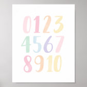 Pastelkleurige nummers educatieve telposter poster (Voorkant)