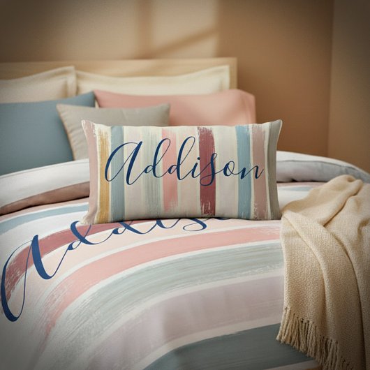 Pastelkleurige penseelstreken gepersonaliseerd kussen