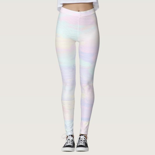Pastelkleurige penseelstreken leggings (Voorkant)