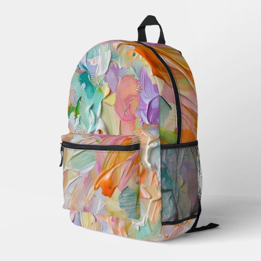 PASTELKLEURIGE PENSEELSTREKEN ZIEN ER ABSTRACT UIT BEDRUKTE RUGZAK (Achterkant Hoek Rechts)