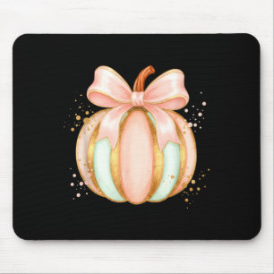 Pastelkleurige pompoen met strik herfst halloween muismat