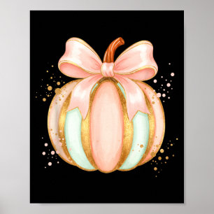 Pastelkleurige pompoen met strik herfst halloween poster