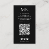 Pastelkleurige Regenboog Glitter Monogram & QR Cod Visitekaartje (Achterkant)