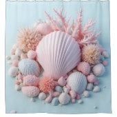 Pastelkleurige schelpen en koraalbad en schoonheid douchegordijn (Voorkant)