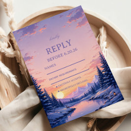 Pastelkleurige schemerreflecties vanonder RSVP kaartje