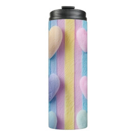 PASTELKLEURIGE STREPEN EN VALENTIJNSHARTEN THERMOSBEKER