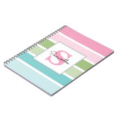 Pastelkleurige Strepen met Initialen Notitieboek (Linkerzijde)