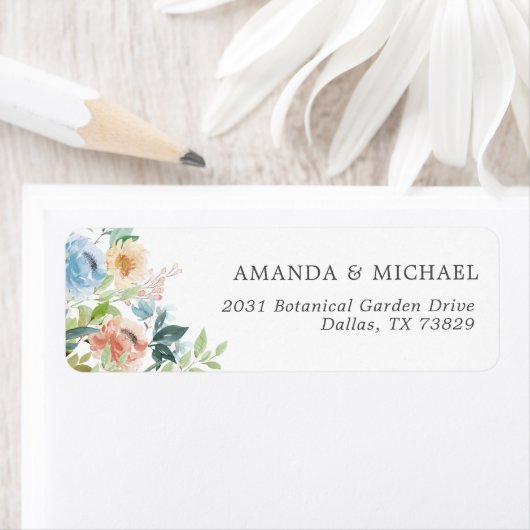 Pastelkleurige Tuin Bloem Retouradres Label (Insitu)