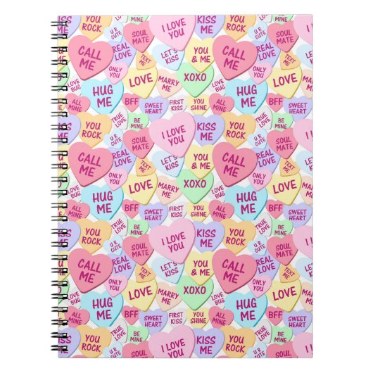 PASTELKLEURIGE VALENTIJN CONVERSATIE HARTEN NOTITIEBOEK (Voorkant)