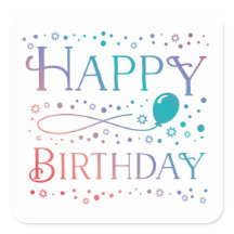 Pastelkleurige verjaardagssticker met confetti en 