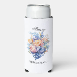 Pastelkleurige Vintage Bloemen Bruidsmeisje Voorst Seltzer Blikjeskoeler