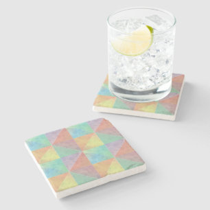 Pastelkleurige Watercolor Driehoeken Geometrische Stenen Onderzetter