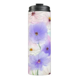 Pastelkleurige Waterverf Bloem Thermische Bekerkop Thermosbeker