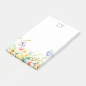 Pastelkleurige waterverf bloemstuk gepersonaliseer post-it® notes (Schuin)