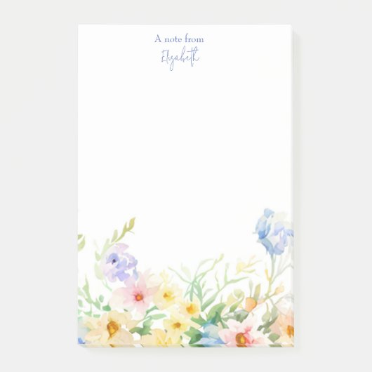 Pastelkleurige waterverf bloemstuk gepersonaliseer post-it® notes (Voorkant)