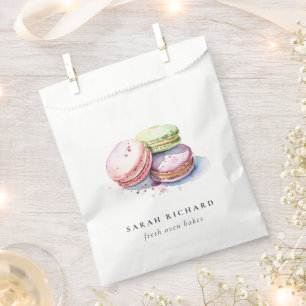 Pastelkleurige waterverf Franse macarons bakkerij Bedankzakje