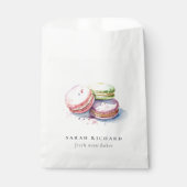 Pastelkleurige waterverf Franse macarons bakkerij Bedankzakje (Voorkant)