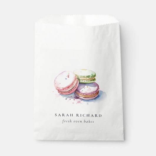 Pastelkleurige waterverf Franse macarons bakkerij Bedankzakje (Voorkant)