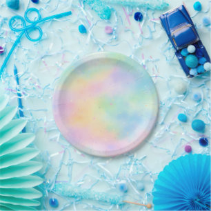 Pastelkleurige Waterverf Regenboog Papieren Borden Bordje
