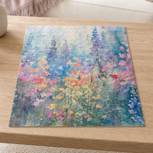 Pastelkleurige Waterverf Wilde Bloemenwei Legpuzzel