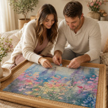 Pastelkleurige Waterverf Wilde Bloemenwei