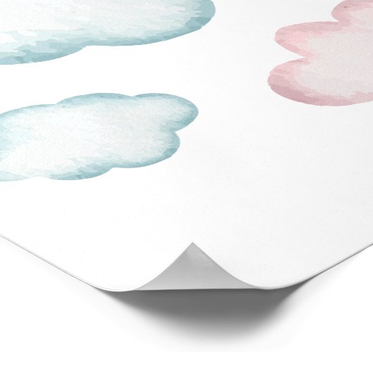 Pastelkleurige wolken kinderkamer poster decoratie (Hoek)