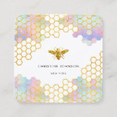 pastelkleurige zeshoeken bijen vierkante visitekaartje (Voorkant)