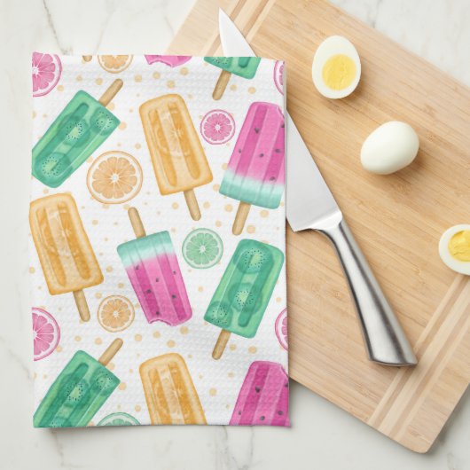 PASTELKLEURIGE ZOMERKIEZELTJES & FRUIT THEEDOEK (Quarter Fold)