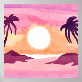 Pastelkleurige zonsondergang lagune poster