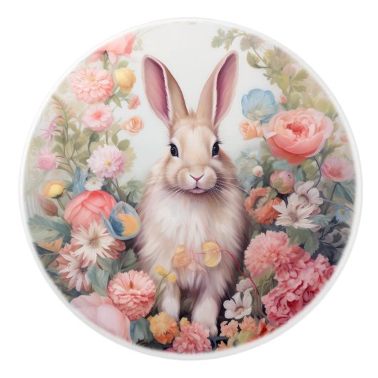 pastelkonijn keramische knop (Voorkant)