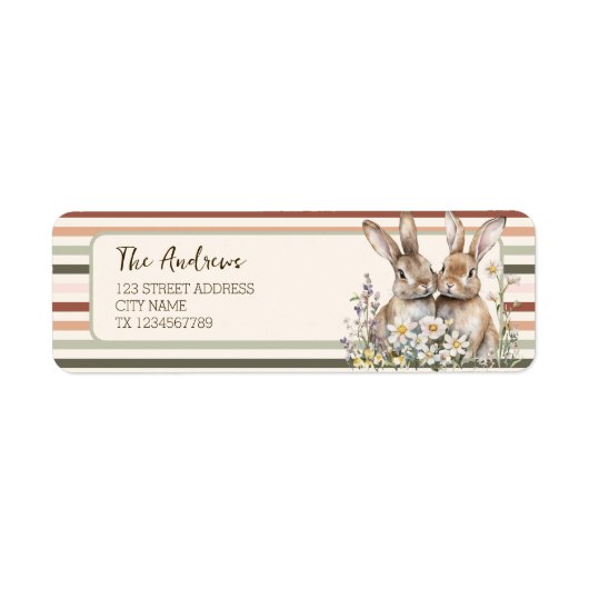 pastelkonijnengestreepte bron etiket (Voorkant)