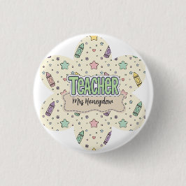Pastelkrijtpatroon voor waardering voor leraren ronde button 3,2 cm