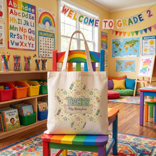 Pastelkrijtpatroon voor waardering voor leraren tote bag