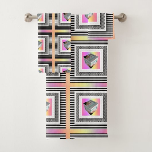 pastelkubus met strepen bad handdoek (Insitu)