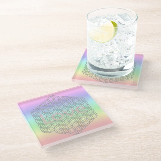 Pastell Silver Mandala Energy  Glazen Onderzetter (Schuin)