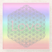 Pastell Silver Mandala Energy  Glazen Onderzetter (Voorkant)