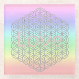 Pastell Silver Mandala Energy  Glazen Onderzetter