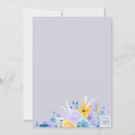 Pastellavendelgrijs sinaasappel bloemenwinter brui kaart (Achterkant)