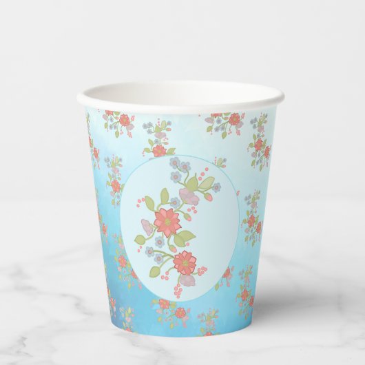 pastellblumen papieren bekers (Voorkant)