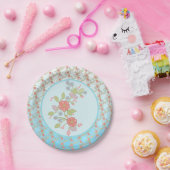 pastellblumen  papieren bordje (Feest)